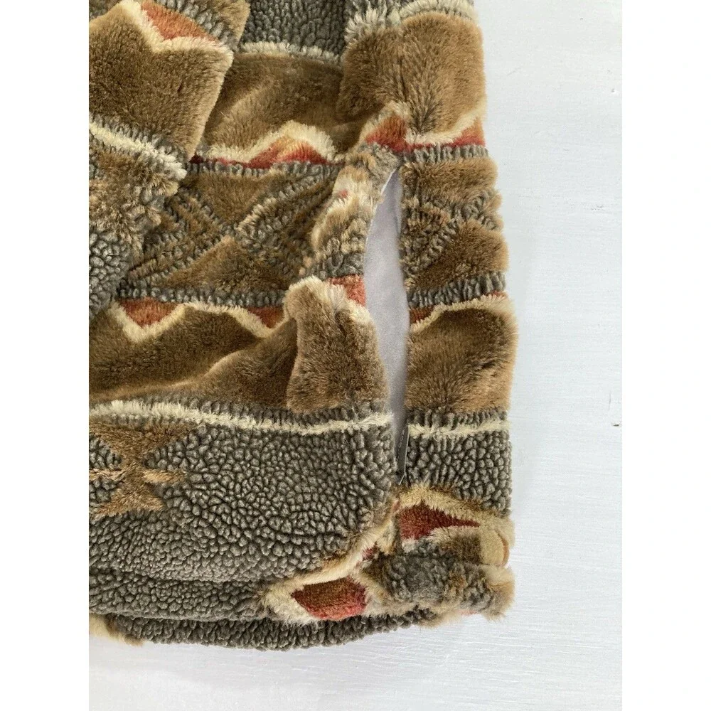 Vintage Woolrich Women’s L Brown Aztec Fleece Southwest Full Zip Jacket - Picture 5 of 11